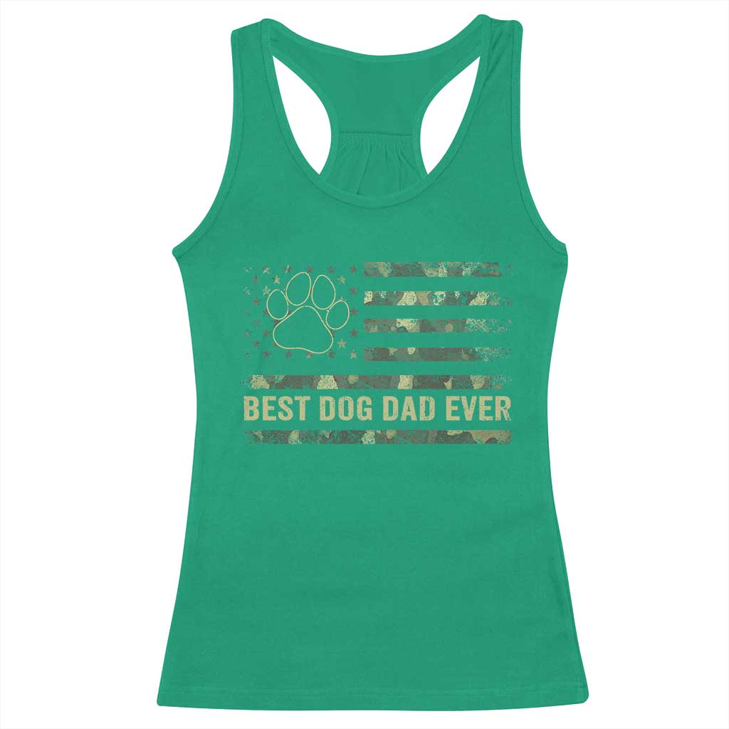 Best Dog Dad Ever Racerback Tank Top Camo American Flag USA Fathers Day Gift for Dog Lovers - Wonder Print Shop