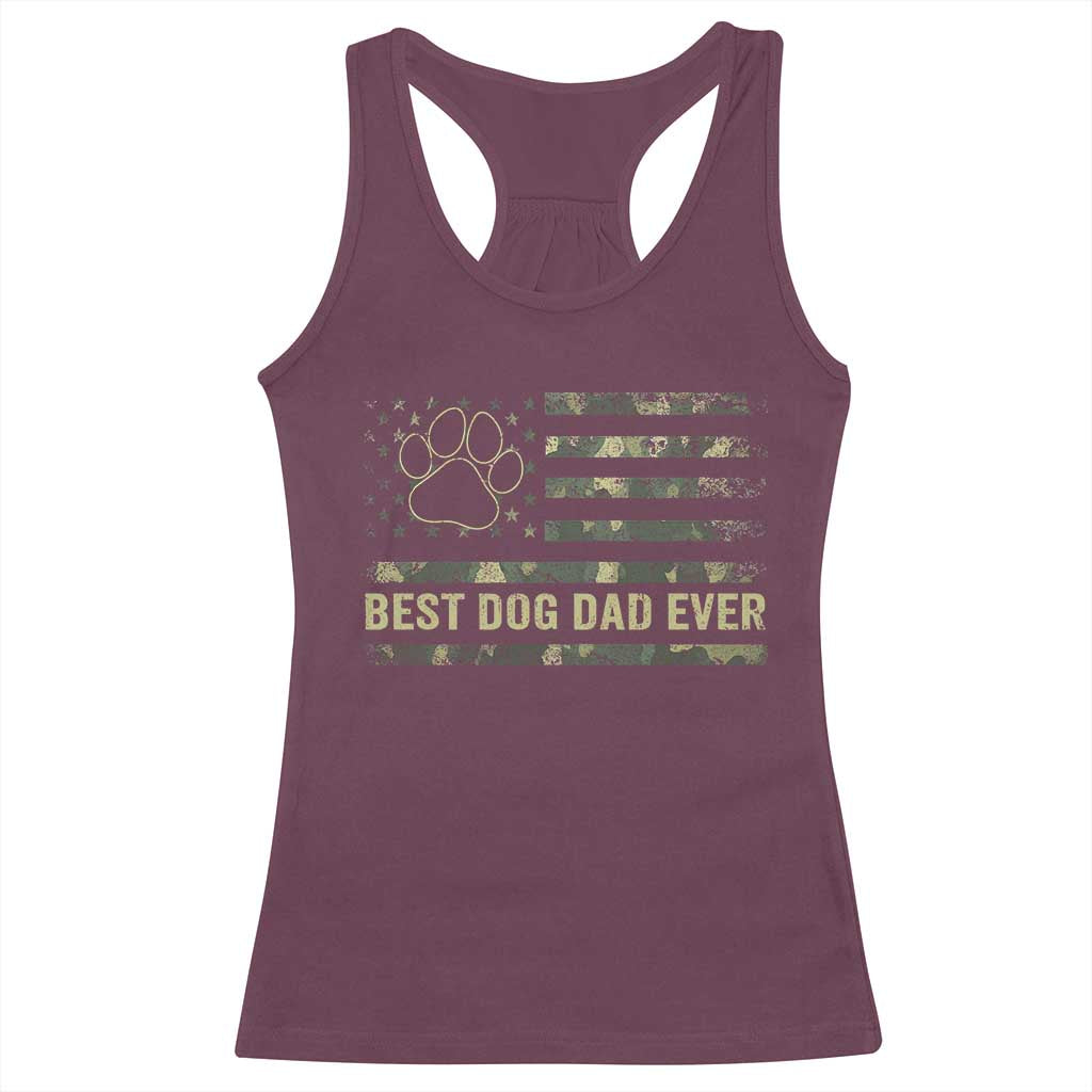 Best Dog Dad Ever Racerback Tank Top Camo American Flag USA Fathers Day Gift for Dog Lovers - Wonder Print Shop