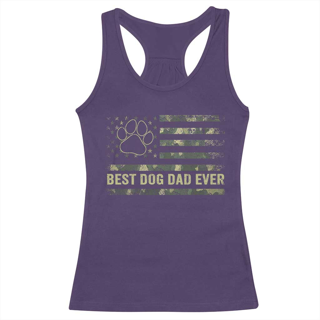 Best Dog Dad Ever Racerback Tank Top Camo American Flag USA Fathers Day Gift for Dog Lovers - Wonder Print Shop