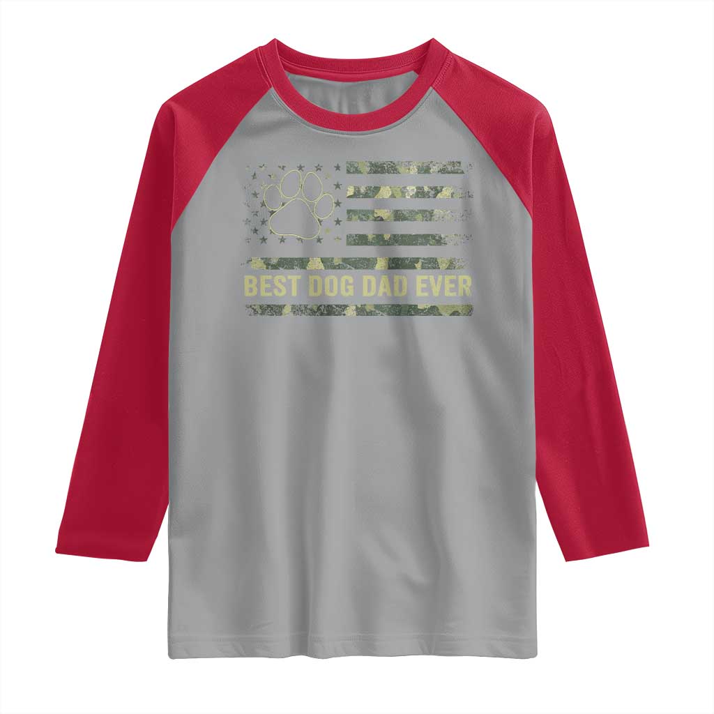 Best Dog Dad Ever Raglan Shirt Camo American Flag USA Fathers Day Gift for Dog Lovers - Wonder Print Shop