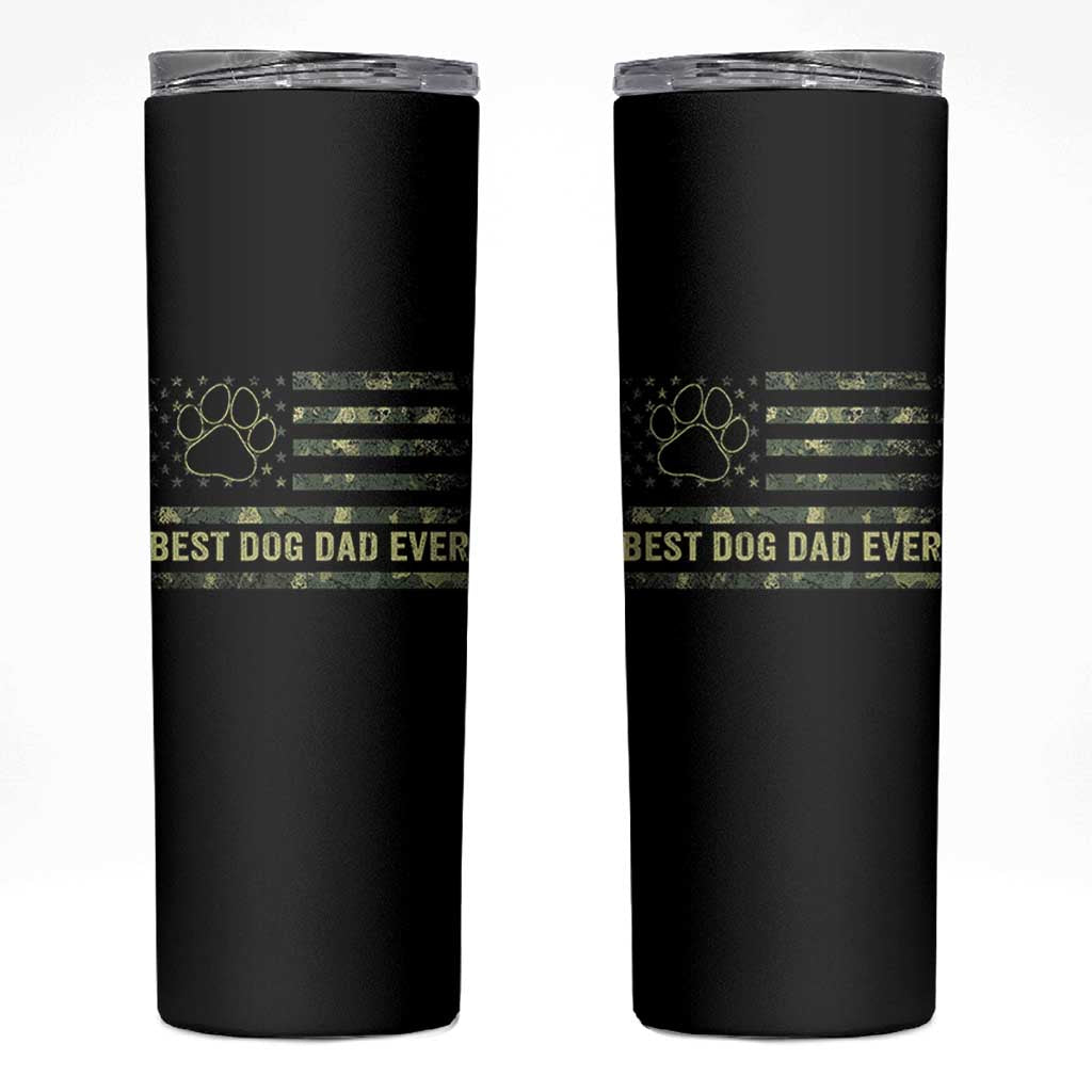 Best Dog Dad Ever Skinny Tumbler Camo American Flag USA Fathers Day Gift for Dog Lovers - Wonder Print Shop