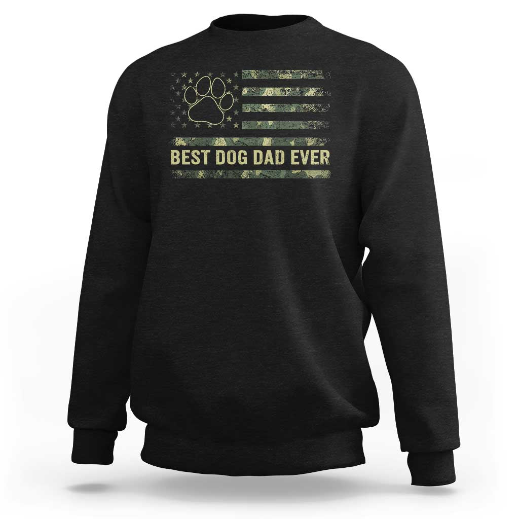 Best Dog Dad Ever Sweatshirt Camo American Flag USA Fathers Day Gift for Dog Lovers - Wonder Print Shop
