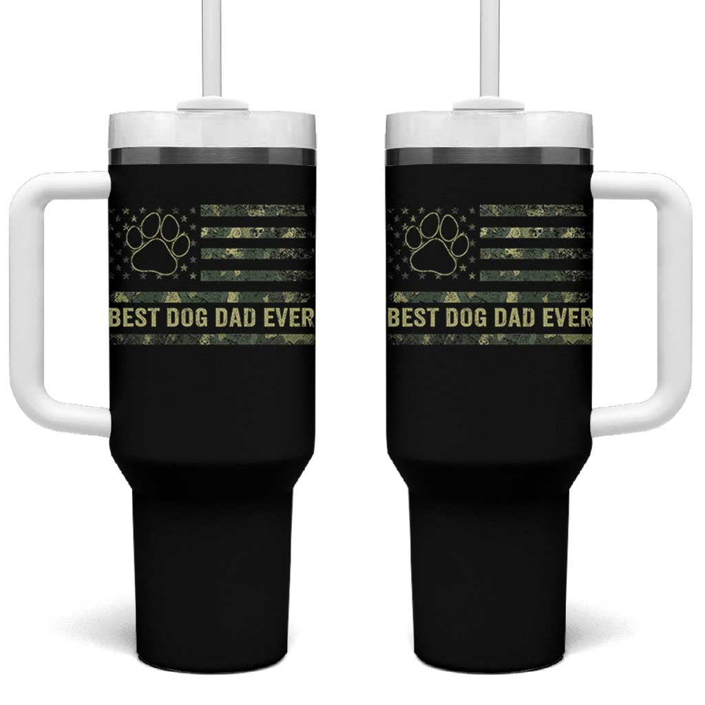 Best Dog Dad Ever Tumbler With Handle Camo American Flag USA Fathers Day Gift for Dog Lovers - Wonder Print Shop