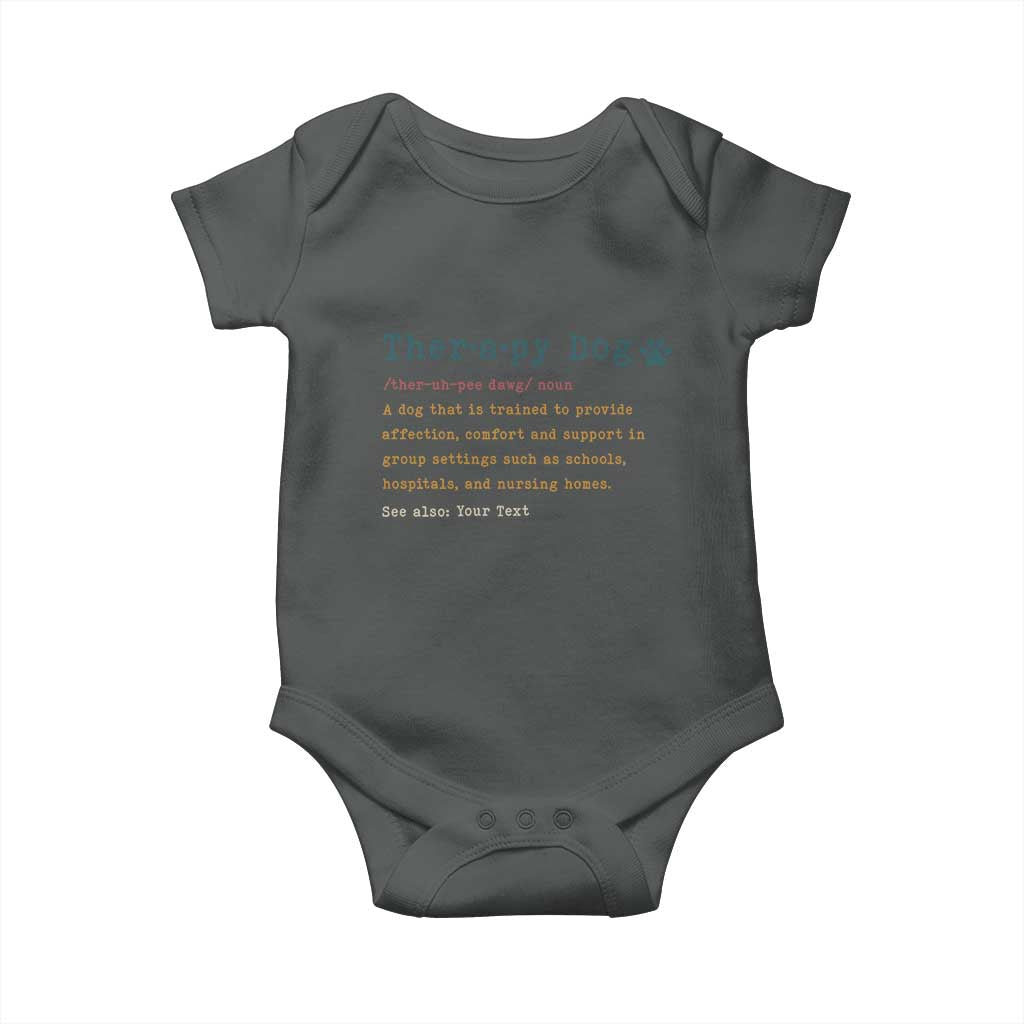 Personalized Therapy Dog Baby Onesie Retro Custom Name Pet Partners - Wonder Print Shop