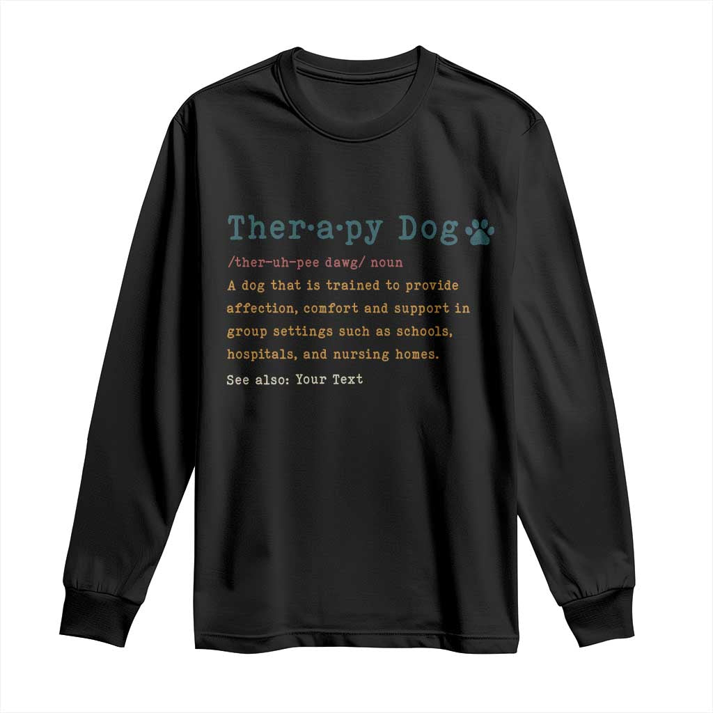 Personalized Therapy Dog Long Sleeve Shirt Retro Custom Name Pet Partners - Wonder Print Shop