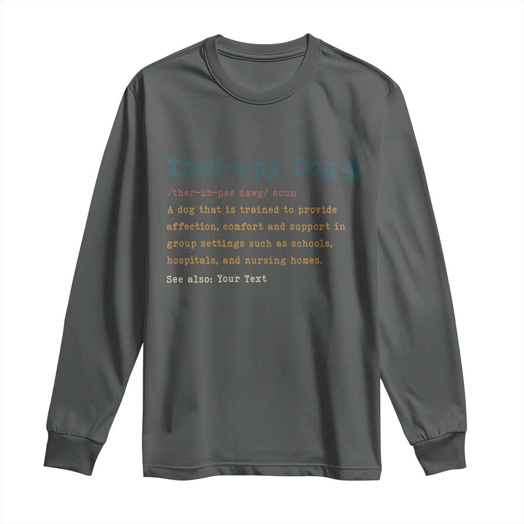 Personalized Therapy Dog Long Sleeve Shirt Retro Custom Name Pet Partners - Wonder Print Shop