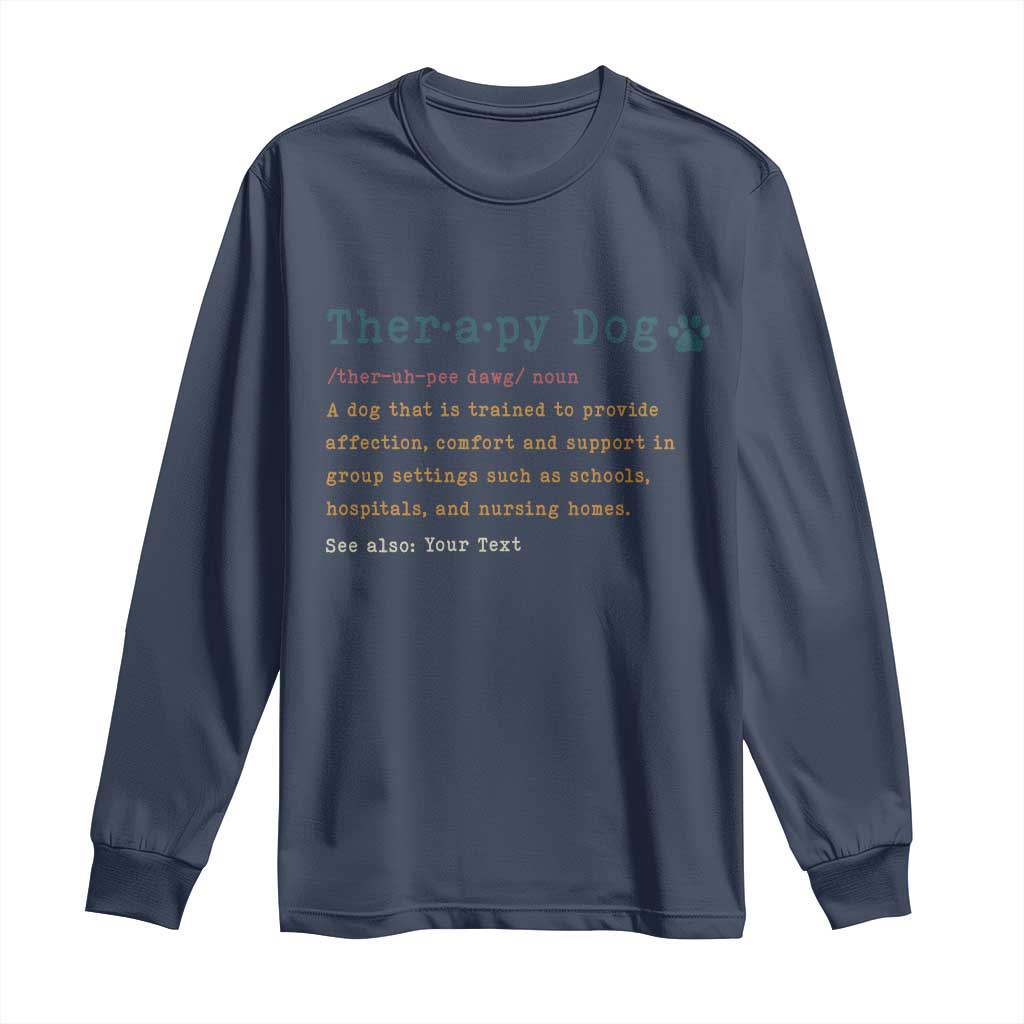 Personalized Therapy Dog Long Sleeve Shirt Retro Custom Name Pet Partners - Wonder Print Shop