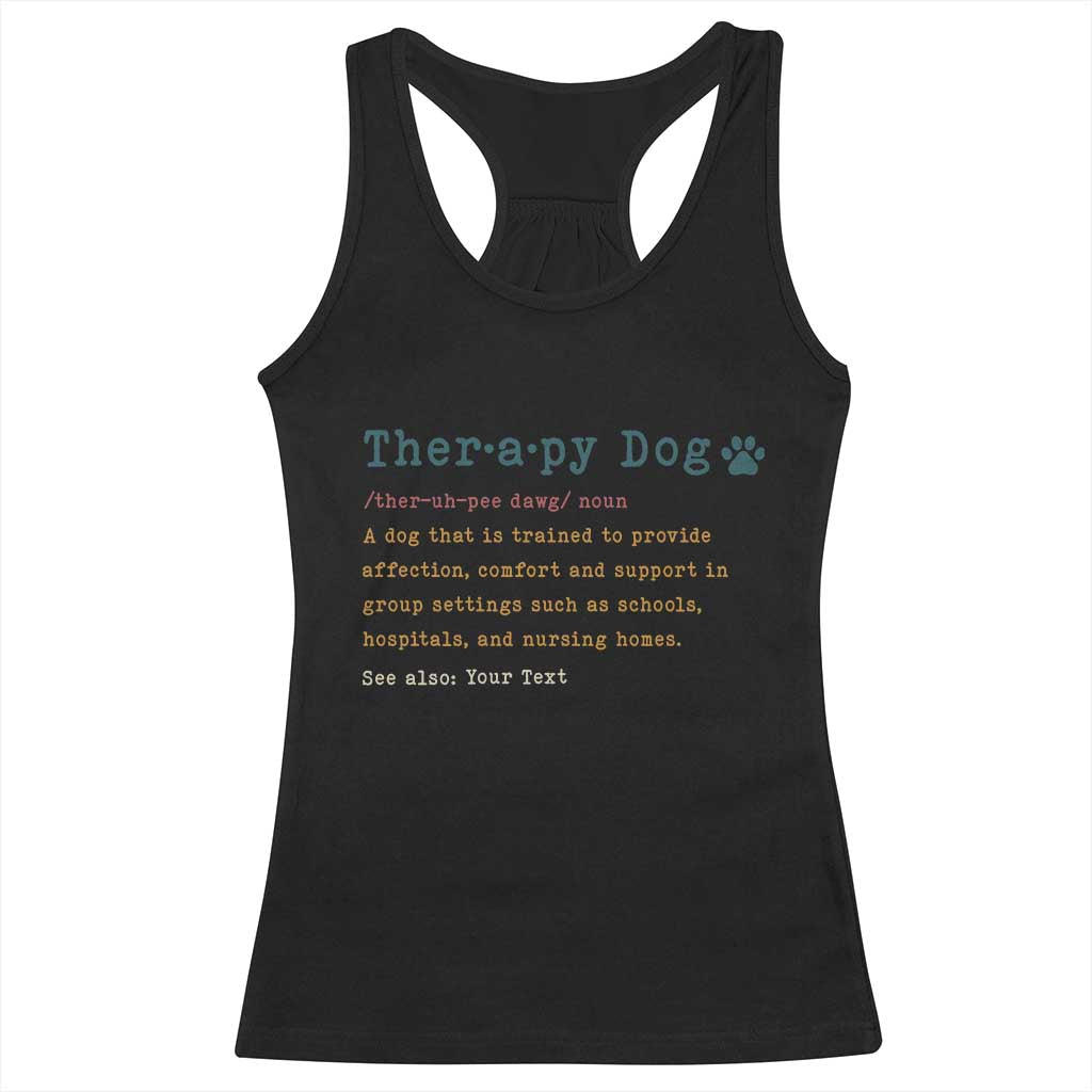 Personalized Therapy Dog Racerback Tank Top Retro Custom Name Pet Partners - Wonder Print Shop