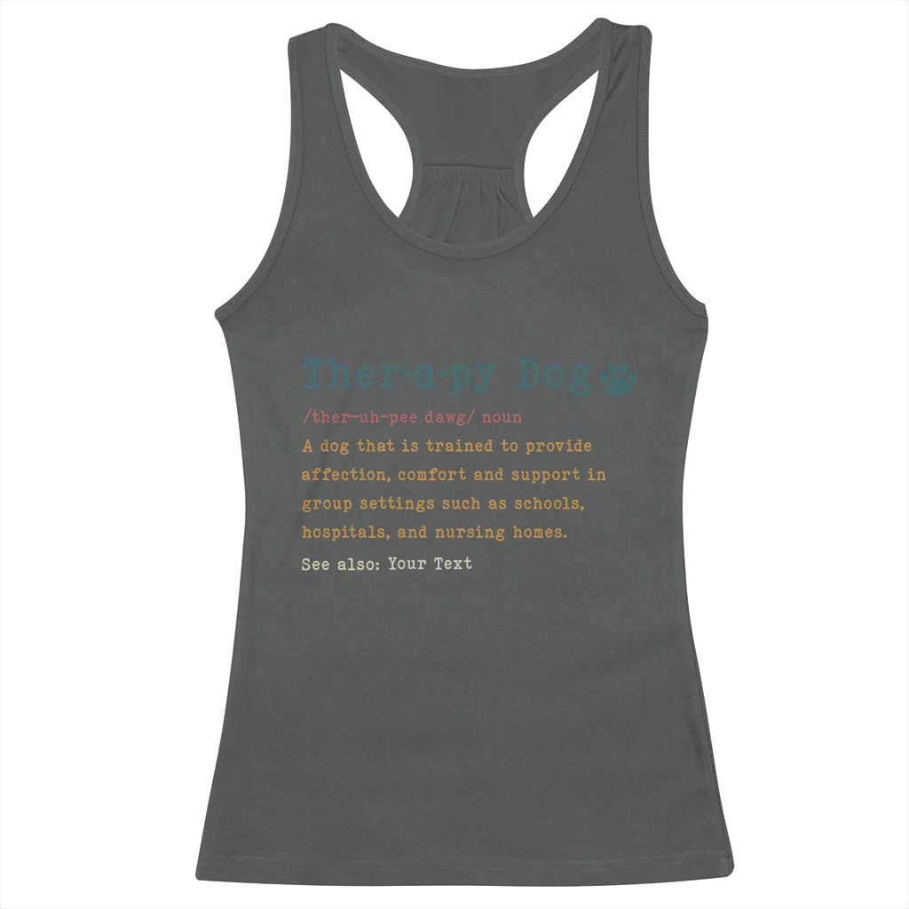 Personalized Therapy Dog Racerback Tank Top Retro Custom Name Pet Partners - Wonder Print Shop