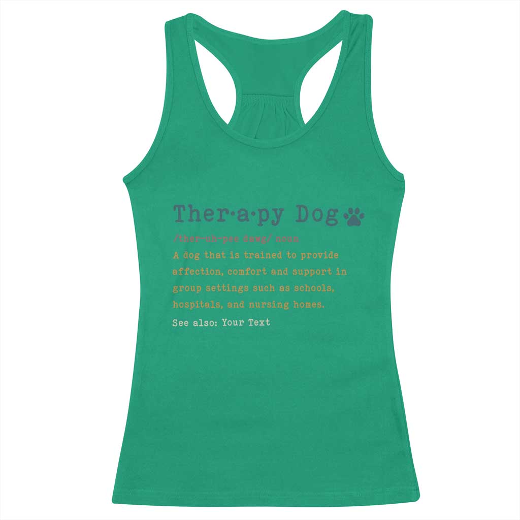 Personalized Therapy Dog Racerback Tank Top Retro Custom Name Pet Partners - Wonder Print Shop