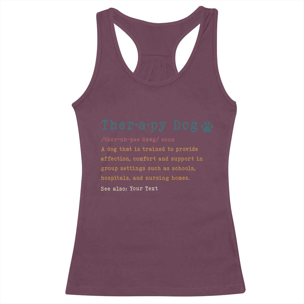 Personalized Therapy Dog Racerback Tank Top Retro Custom Name Pet Partners - Wonder Print Shop