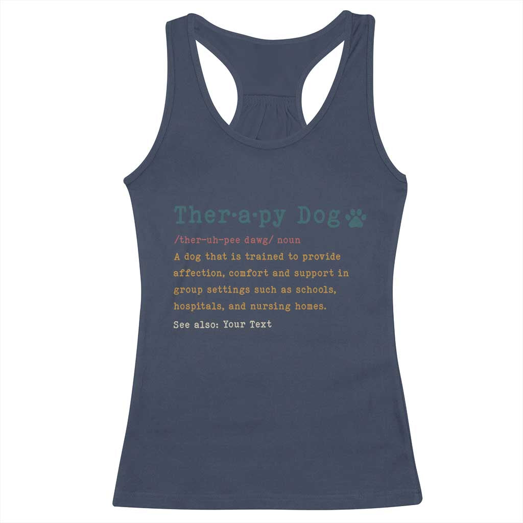 Personalized Therapy Dog Racerback Tank Top Retro Custom Name Pet Partners - Wonder Print Shop