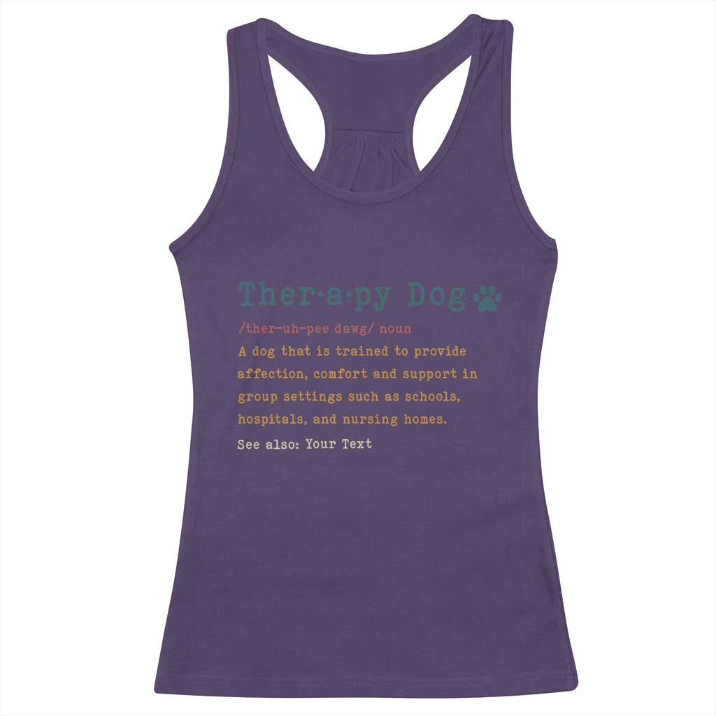 Personalized Therapy Dog Racerback Tank Top Retro Custom Name Pet Partners - Wonder Print Shop