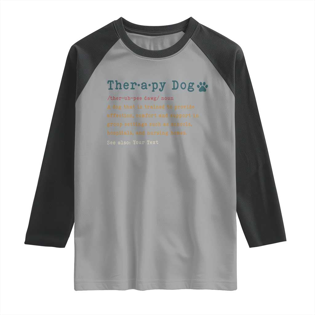 Personalized Therapy Dog Raglan Shirt Retro Custom Name Pet Partners - Wonder Print Shop