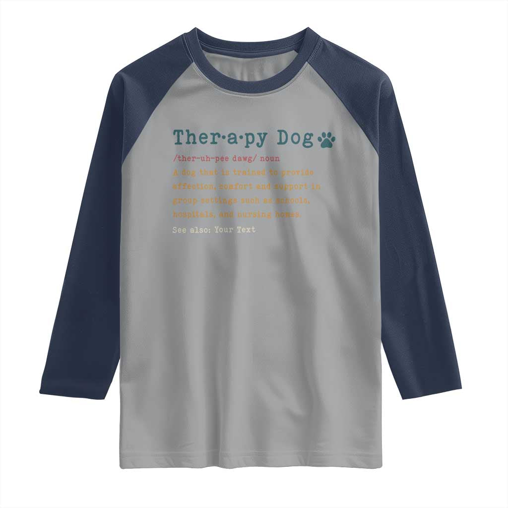 Personalized Therapy Dog Raglan Shirt Retro Custom Name Pet Partners - Wonder Print Shop