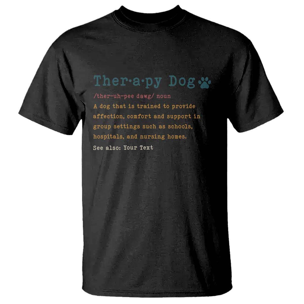 Personalized Therapy Dog T Shirt Retro Custom Name Pet Partners - Wonder Print Shop