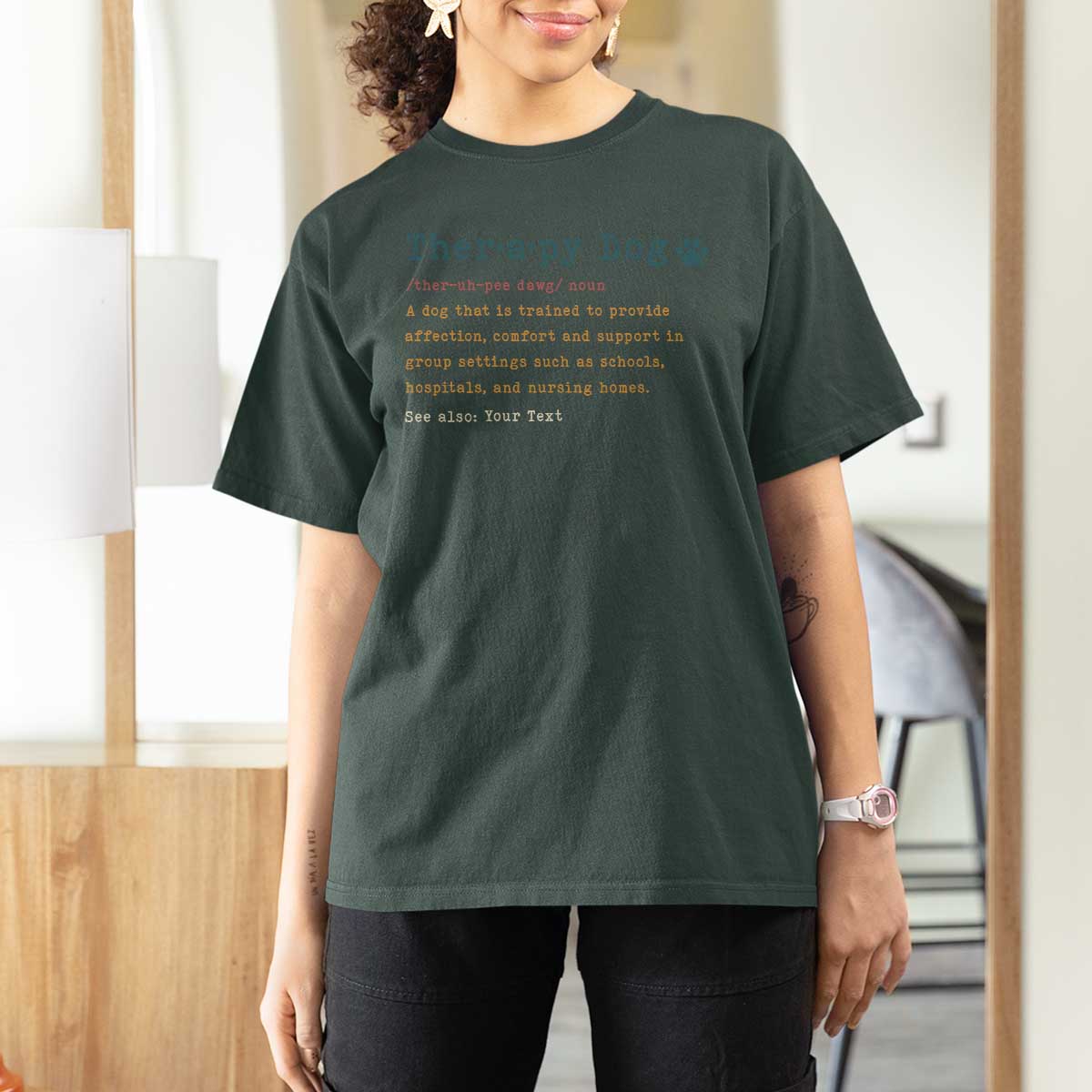 Personalized Therapy Dog T Shirt For Women Retro Custom Name Pet Partners - Wonder Print Shop