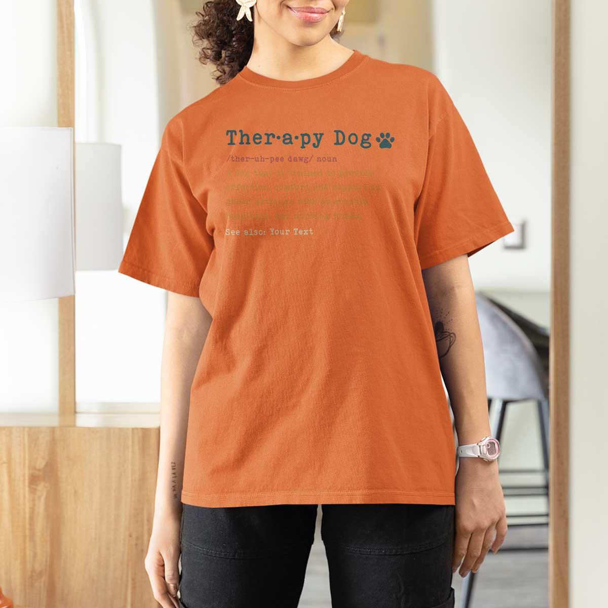 Personalized Therapy Dog T Shirt For Women Retro Custom Name Pet Partners - Wonder Print Shop