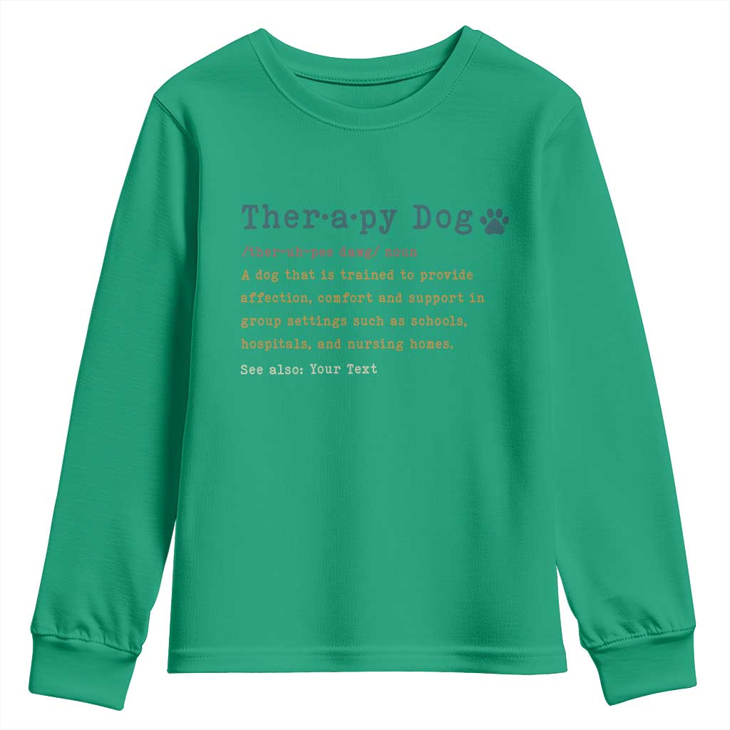 Personalized Therapy Dog Youth Sweatshirt Retro Custom Name Pet Partners - Wonder Print Shop