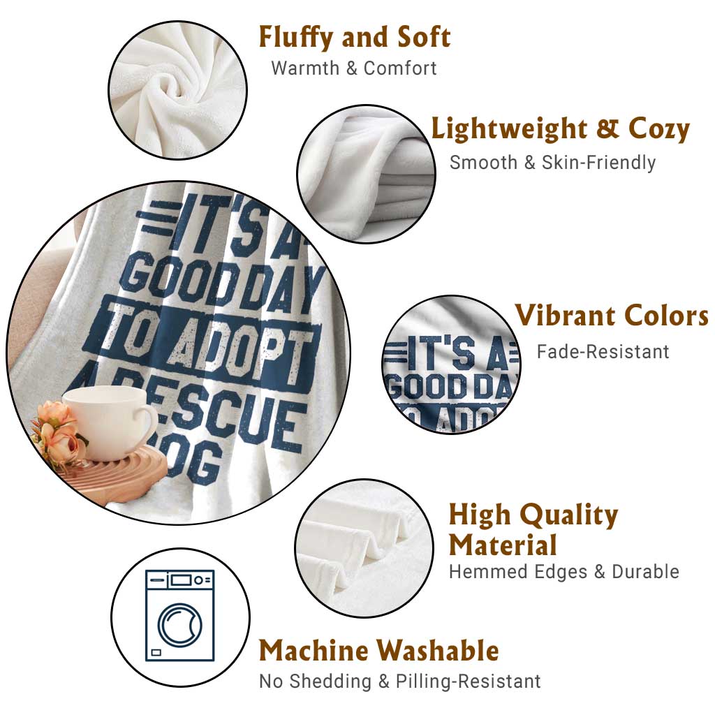 Dog Rescue Throw Blanket Its A Good Day to Adopt Rescue Dog - Wonder Print Shop