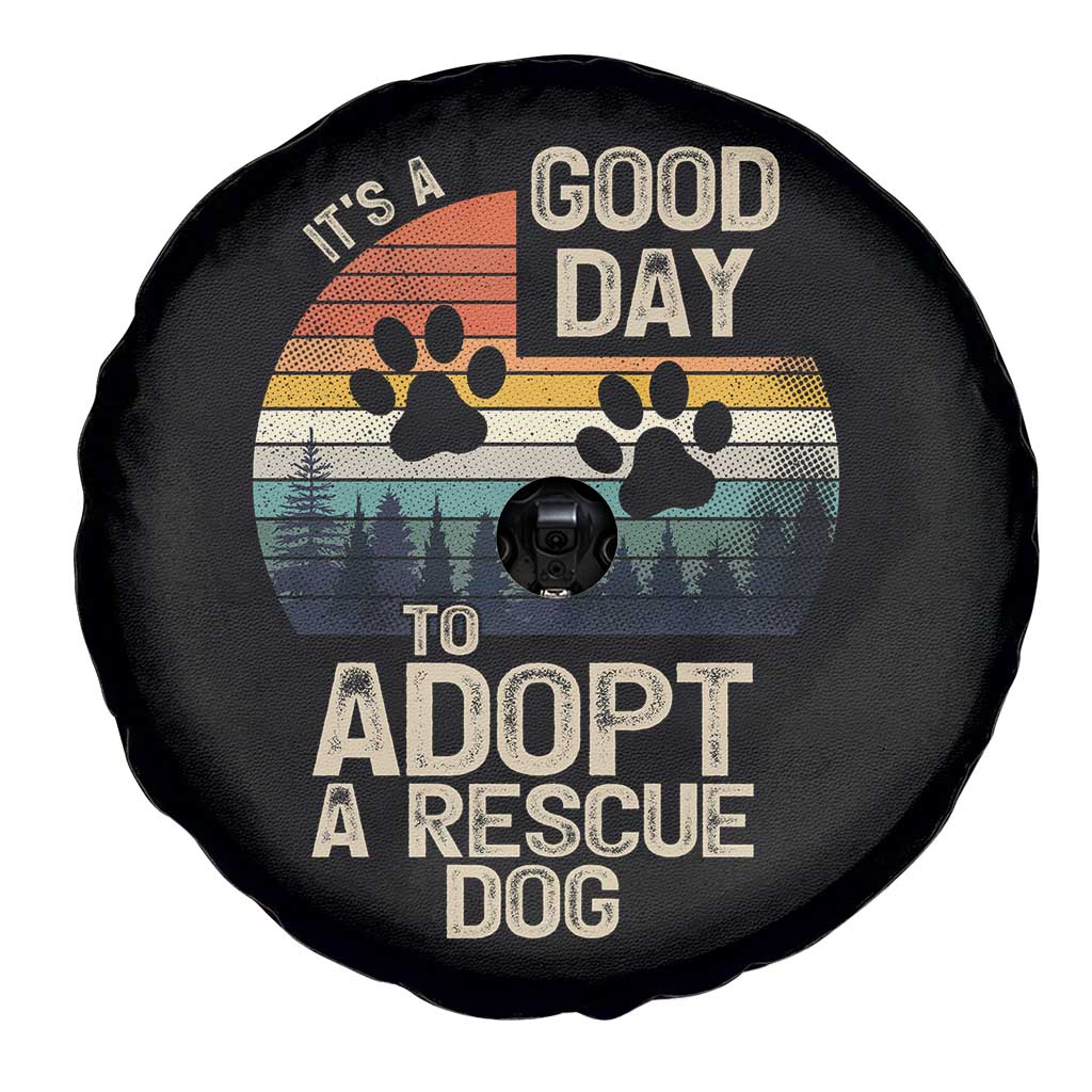 Dog Rescue Spare Tire Cover Retro Its A Good Day to Adopt Rescue Dog - Wonder Print Shop