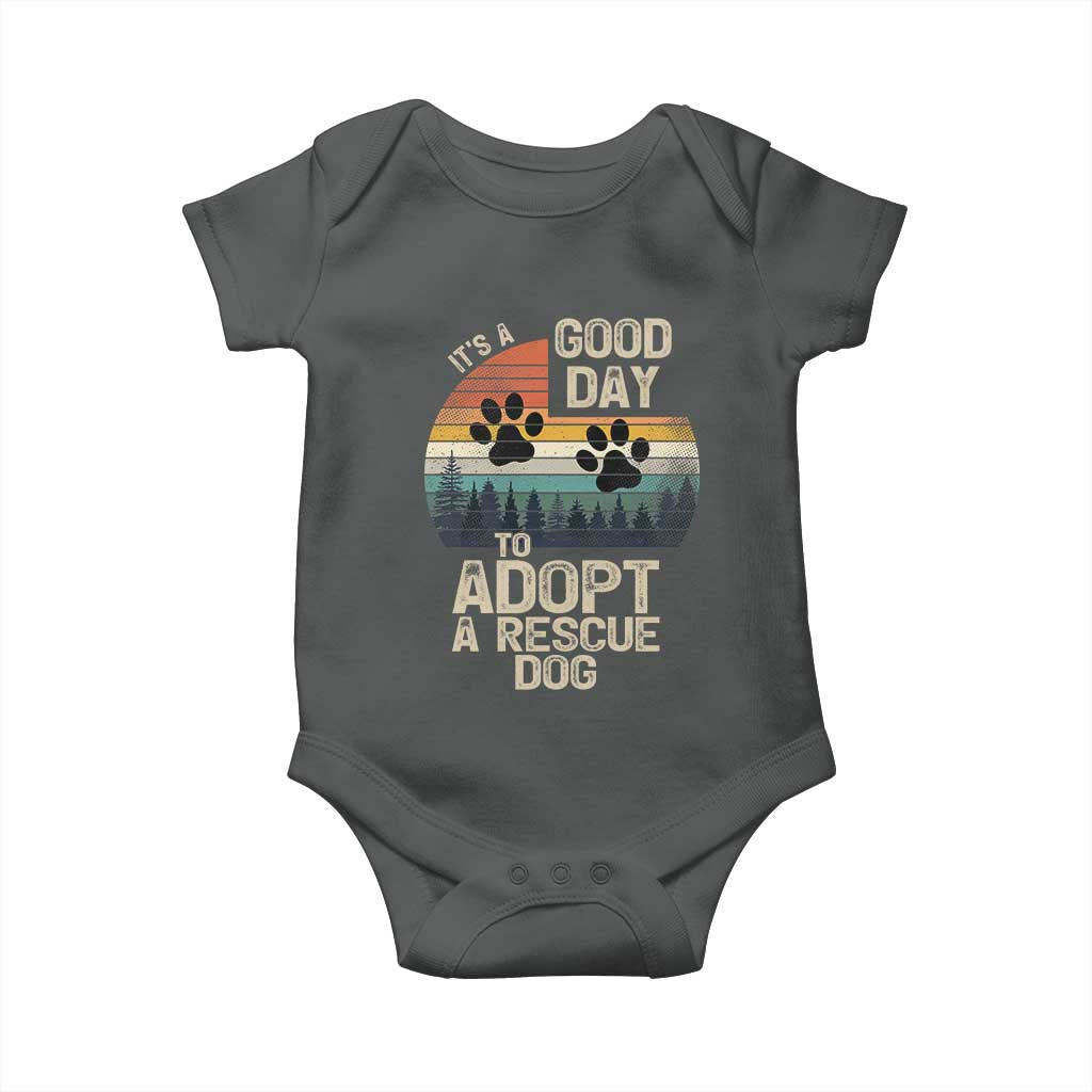 Dog Rescue Baby Onesie Retro Its A Good Day to Adopt Rescue Dog - Wonder Print Shop