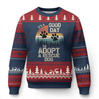 Dog Rescue Ugly Christmas Sweater Retro Its A Good Day to Adopt Rescue Dog - Wonder Print Shop