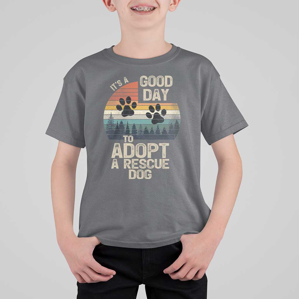 Dog Rescue T Shirt For Kid Retro Its A Good Day to Adopt Rescue Dog - Wonder Print Shop