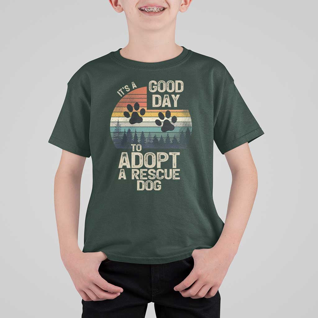 Dog Rescue T Shirt For Kid Retro Its A Good Day to Adopt Rescue Dog - Wonder Print Shop