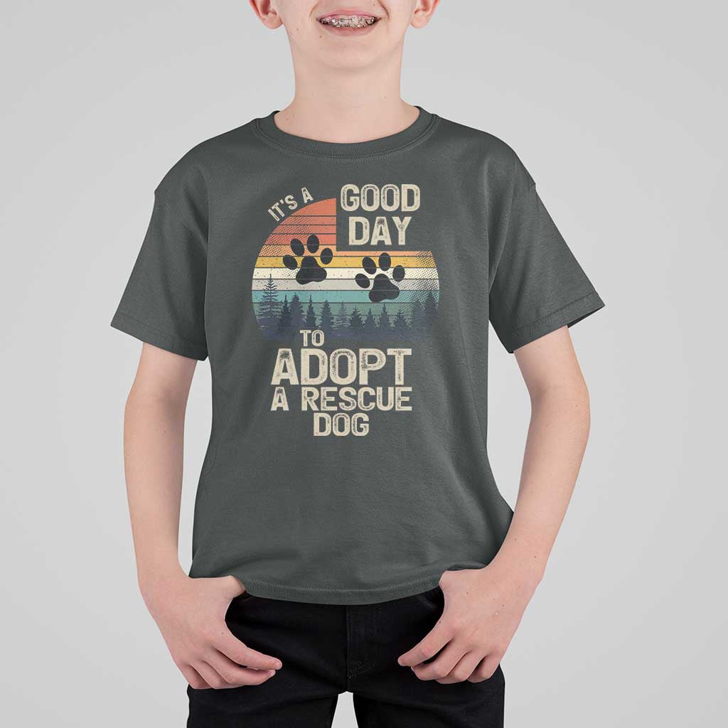 Dog Rescue T Shirt For Kid Retro Its A Good Day to Adopt Rescue Dog - Wonder Print Shop