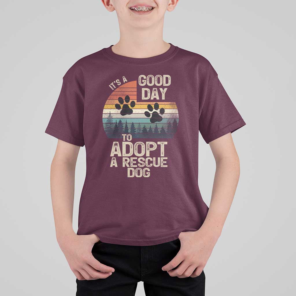 Dog Rescue T Shirt For Kid Retro Its A Good Day to Adopt Rescue Dog - Wonder Print Shop