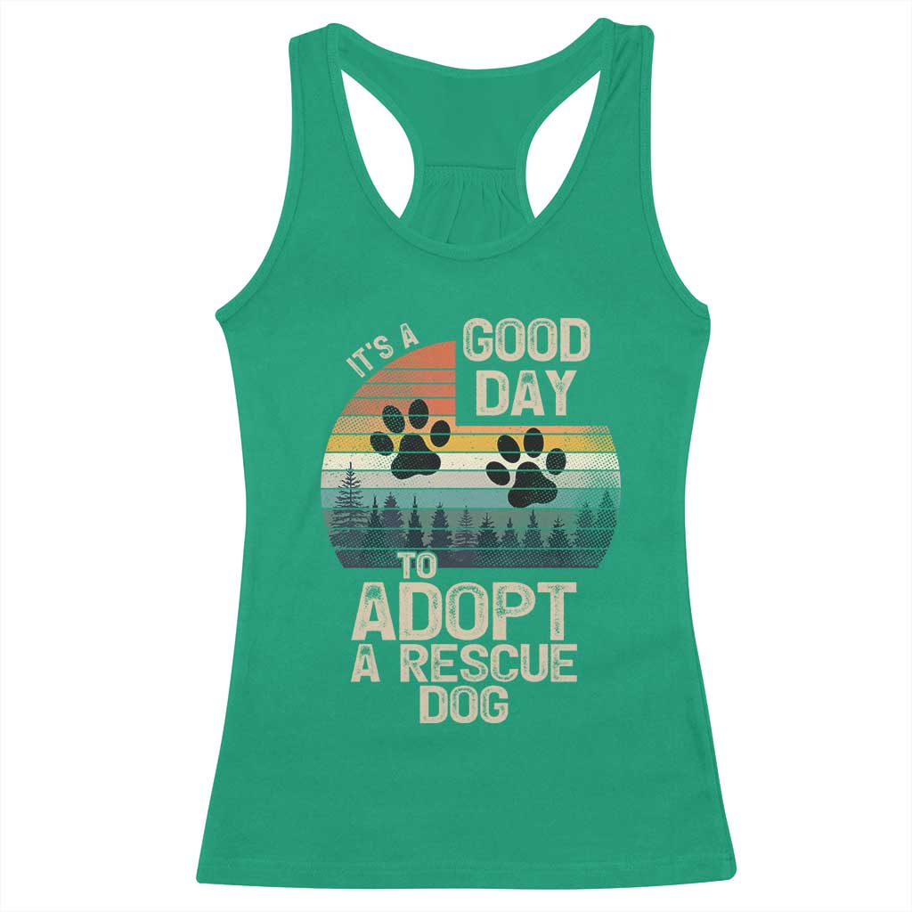 Dog Rescue Racerback Tank Top Retro Its A Good Day to Adopt Rescue Dog - Wonder Print Shop