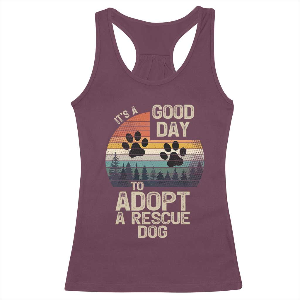 Dog Rescue Racerback Tank Top Retro Its A Good Day to Adopt Rescue Dog - Wonder Print Shop