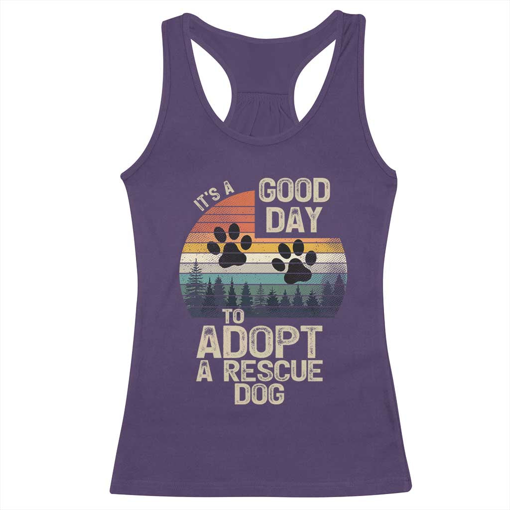 Dog Rescue Racerback Tank Top Retro Its A Good Day to Adopt Rescue Dog - Wonder Print Shop