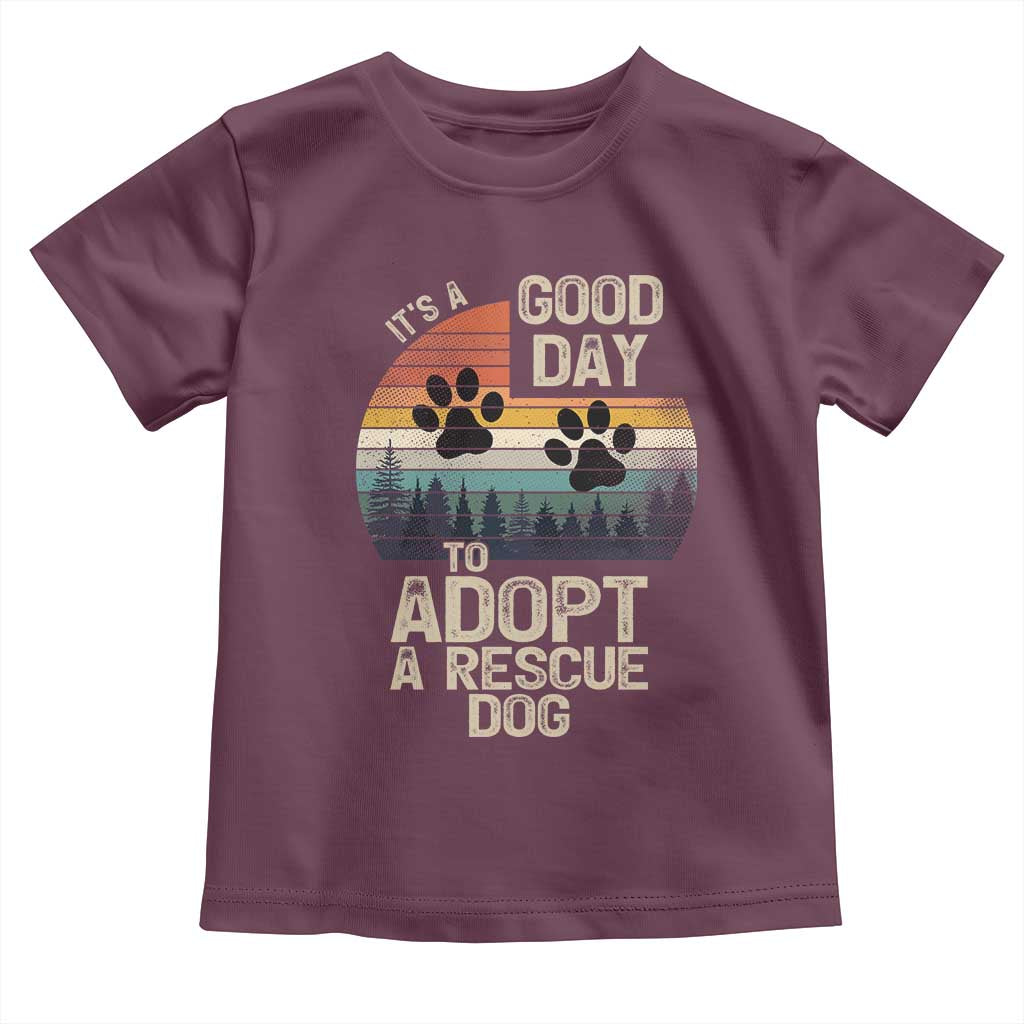 Dog Rescue Toddler T Shirt Retro Its A Good Day to Adopt Rescue Dog - Wonder Print Shop