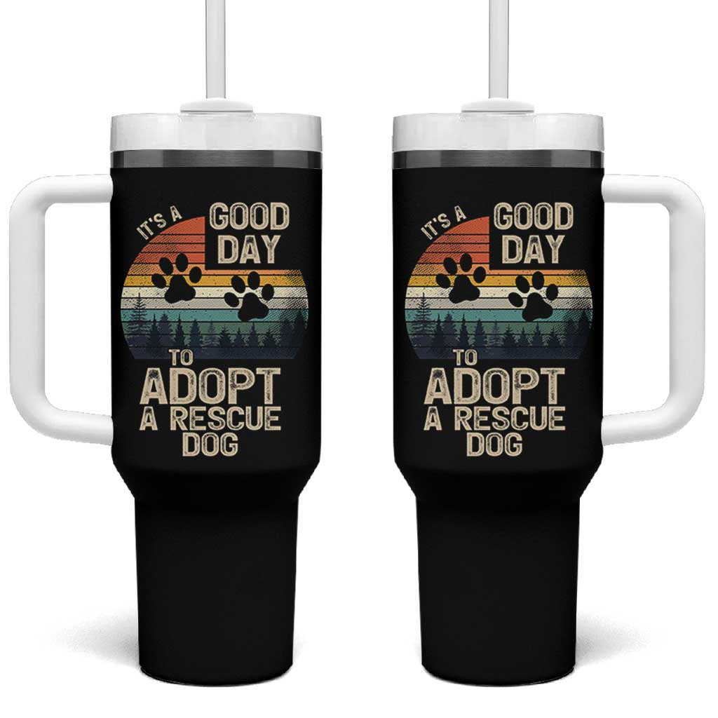Dog Rescue Tumbler With Handle Retro Its A Good Day to Adopt Rescue Dog - Wonder Print Shop