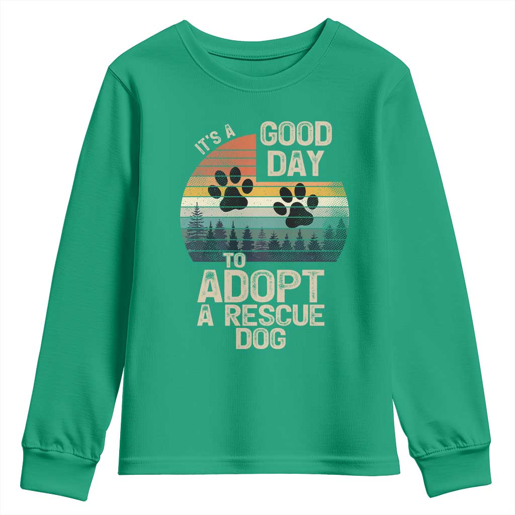 Dog Rescue Youth Sweatshirt Retro Its A Good Day to Adopt Rescue Dog - Wonder Print Shop