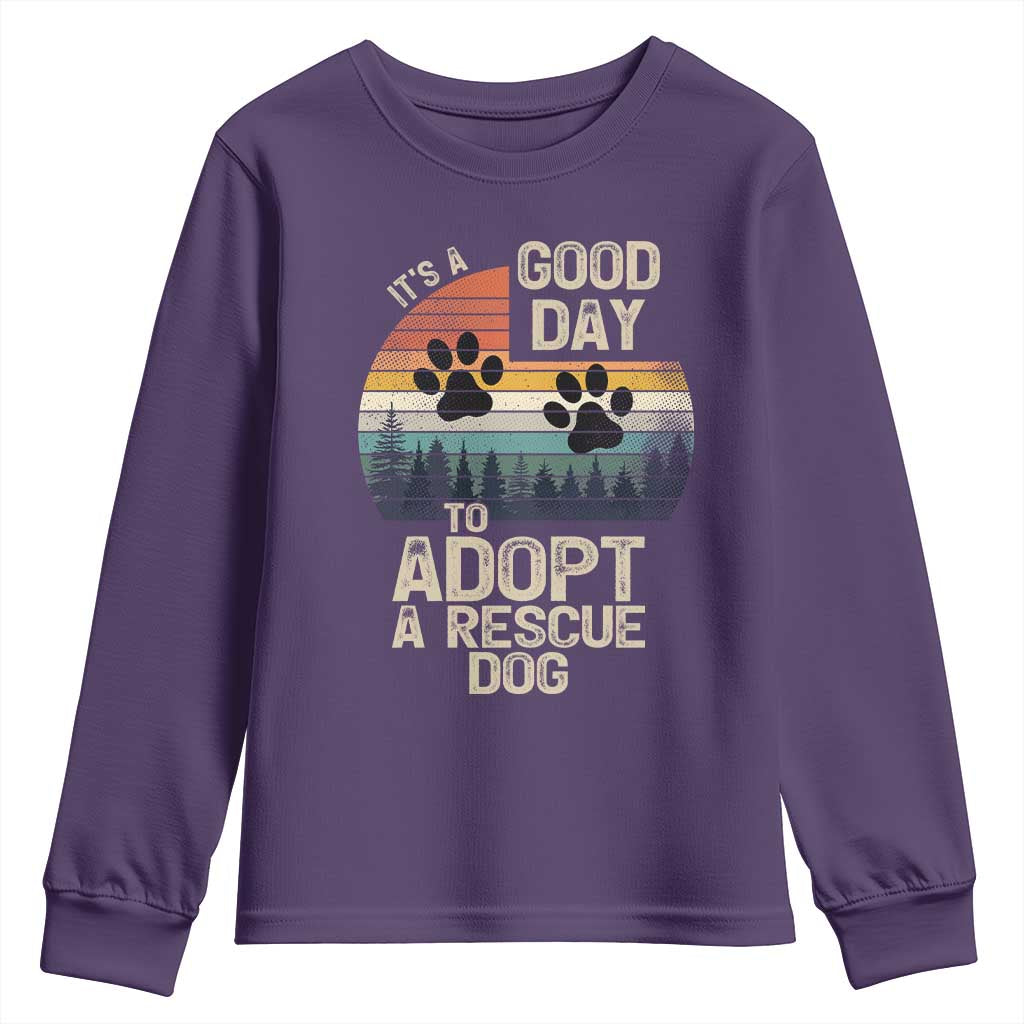 Dog Rescue Youth Sweatshirt Retro Its A Good Day to Adopt Rescue Dog - Wonder Print Shop