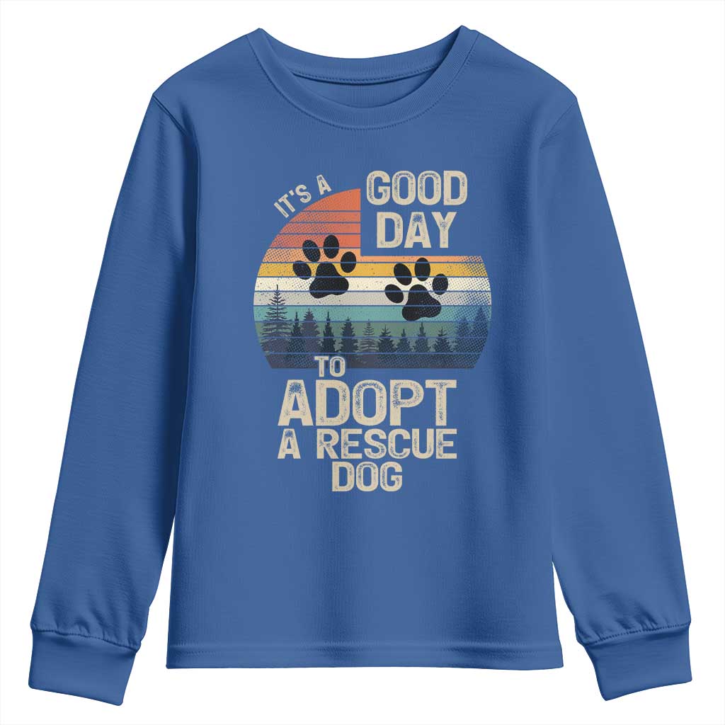 Dog Rescue Youth Sweatshirt Retro Its A Good Day to Adopt Rescue Dog - Wonder Print Shop