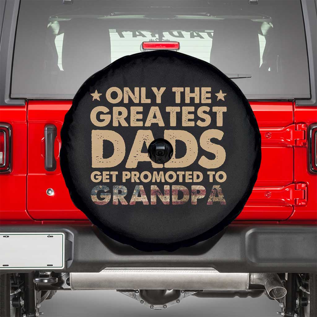 Greatest Dads Get Promoted To Grandpa Spare Tire Cover Retro American Flag Fathers Day New Grandpa Gift