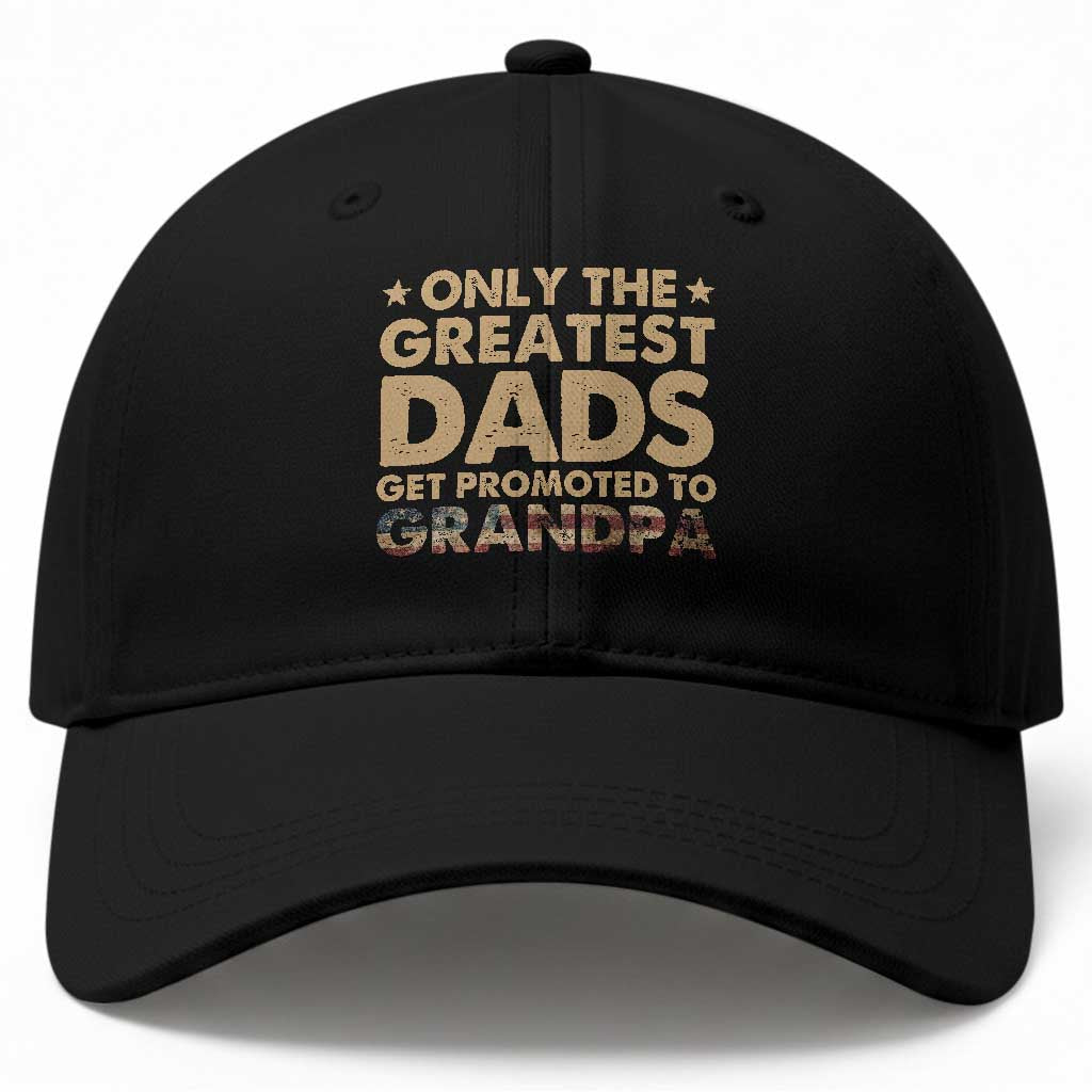 Greatest Dads Get Promoted To Grandpa Baseball Cap Retro American Flag Fathers Day New Grandpa Gift