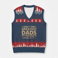 Greatest Dads Get Promoted To Grandpa V-Neck Knit Sweater Vest Retro American Flag Fathers Day New Grandpa Gift