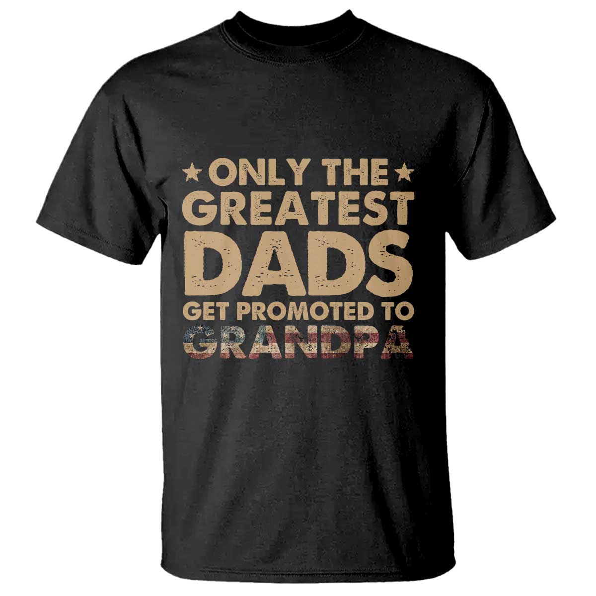 Greatest Dads Get Promoted To Grandpa T Shirt Retro American Flag Fathers Day New Grandpa Gift