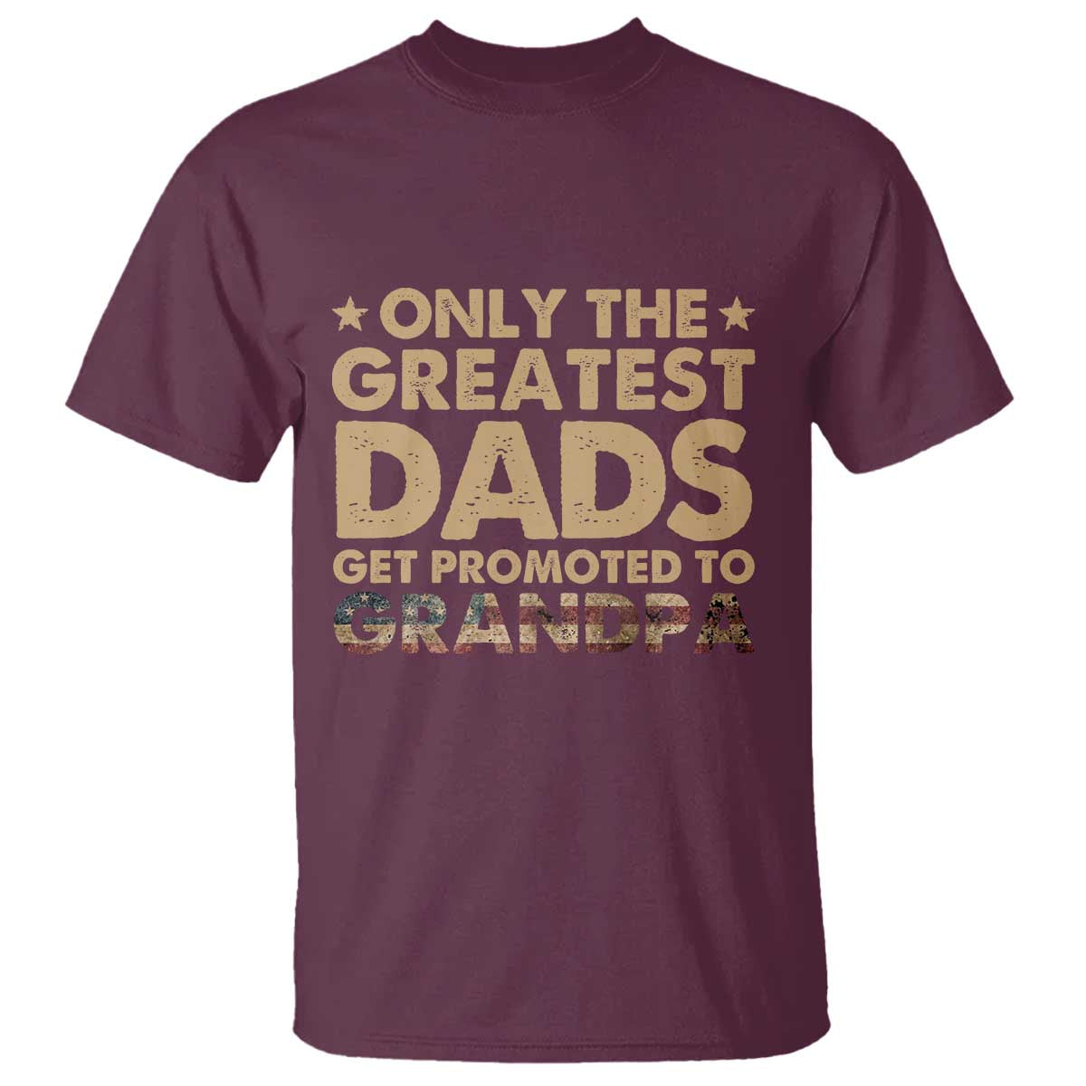 Greatest Dads Get Promoted To Grandpa T Shirt Retro American Flag Fathers Day New Grandpa Gift