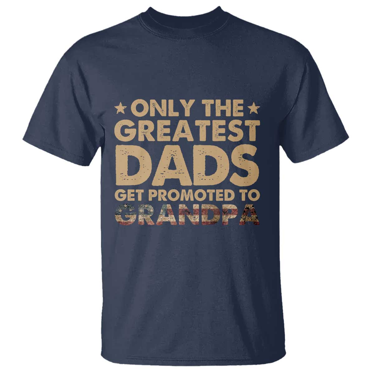 Greatest Dads Get Promoted To Grandpa T Shirt Retro American Flag Fathers Day New Grandpa Gift