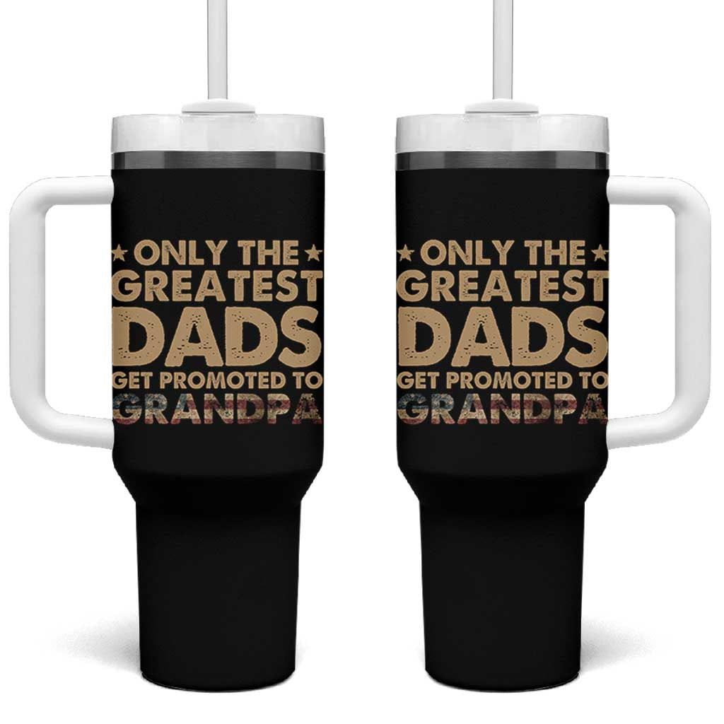 Greatest Dads Get Promoted To Grandpa Tumbler With Handle Retro American Flag Fathers Day New Grandpa Gift