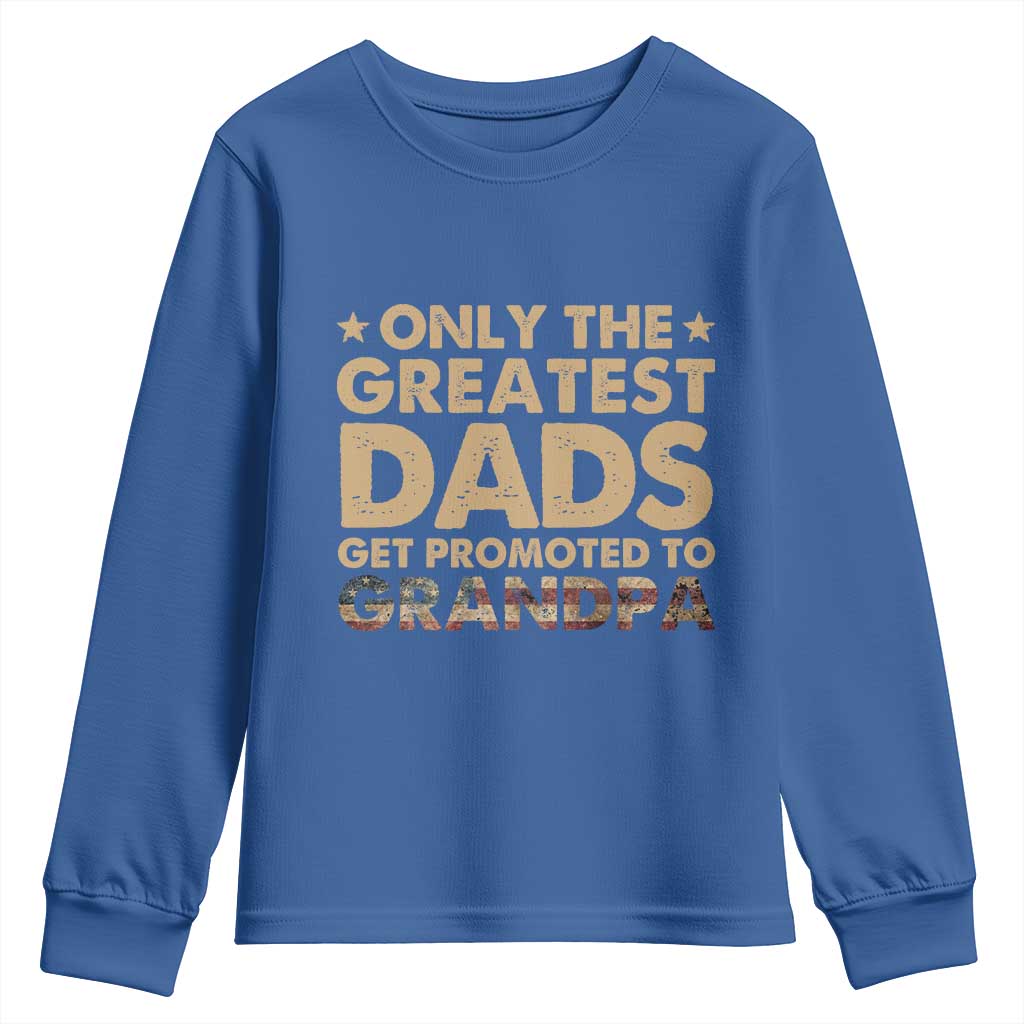 Greatest Dads Get Promoted To Grandpa Youth Sweatshirt Retro American Flag Fathers Day New Grandpa Gift