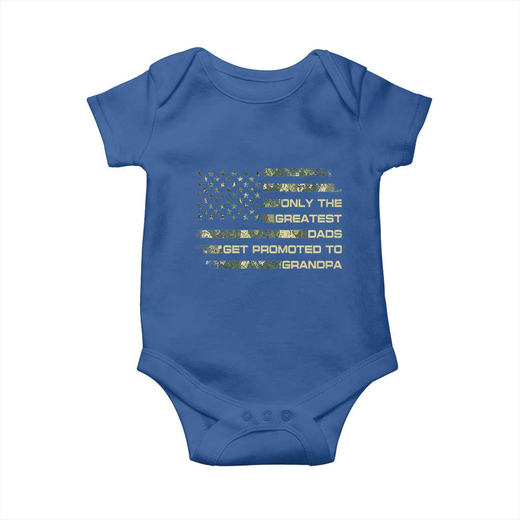 Greatest Dads Get Promoted To Grandpa Baby Onesie Retro Camo American Flag New Grandpa Gift