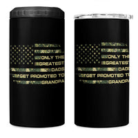 Greatest Dads Get Promoted To Grandpa 4 in 1 Can Cooler Tumbler Retro Camo American Flag New Grandpa Gift