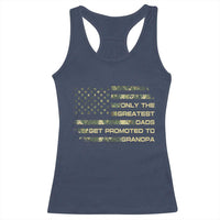 Greatest Dads Get Promoted To Grandpa Racerback Tank Top Retro Camo American Flag New Grandpa Gift